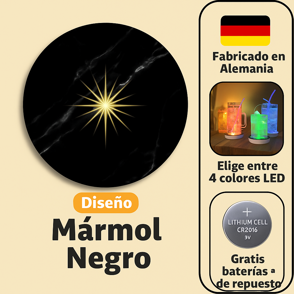 Portavasos LED luminosos PACK X4 (+) baterías de repuesto gratuitas