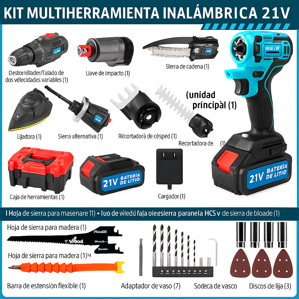 ToolMaster 21X - Una sola pieza con +10 herramientas Profesional para todo tu taller