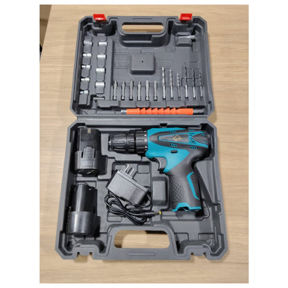 TALADRO INALÁMBRICO con PERCUTOR + 26 ACCESORIOS + 2 BATERIAS..