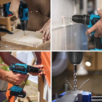 Taladro Inalámbrico 3 en 1 MAKITA | Taladro + Destornillador + Percutor + 26 accesorios y dos baterias.