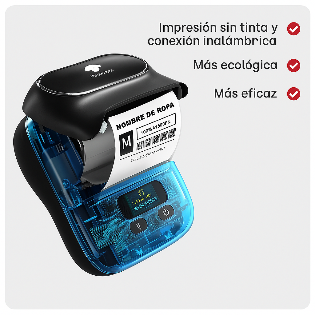 Phomemo® M110 – Mini impresora + 4 Rollos Gratis | Etiqueta como un profesional, no necesita tinta.