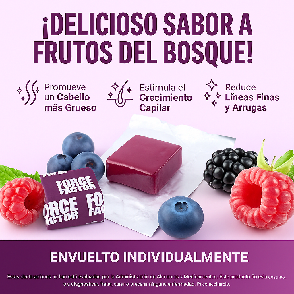 Gomitas Force Factor® – Cabello más fuerte, lleno y con volumen desde adentro