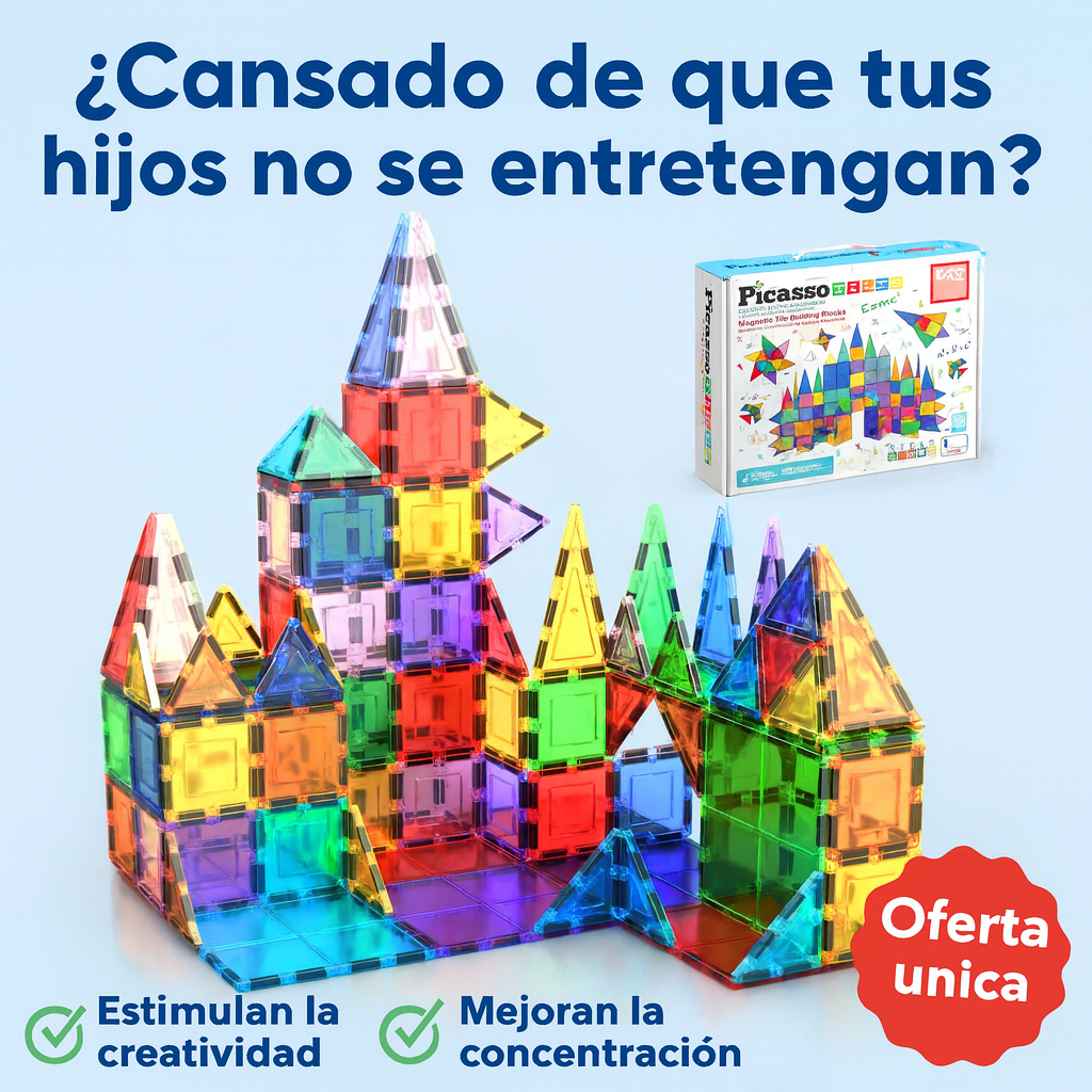 PicassoTiles - Set de bloques azulejos magnéticos de construcció