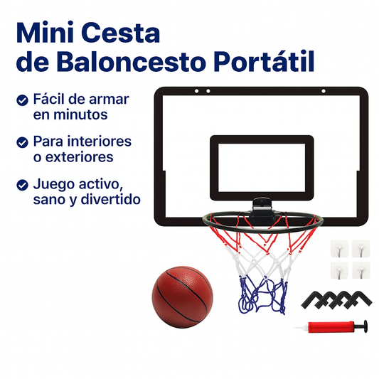 Mini Cesta de Basket Portátil – Convierte cualquier puerta en una mini cancha lista para jugar