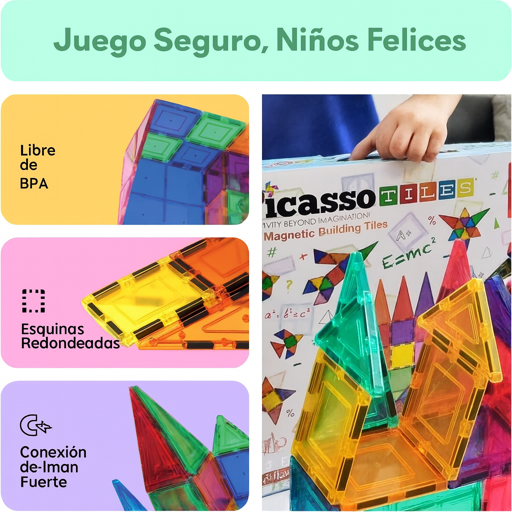 PicassoTiles - Set de bloques azulejos magnéticos de construcció