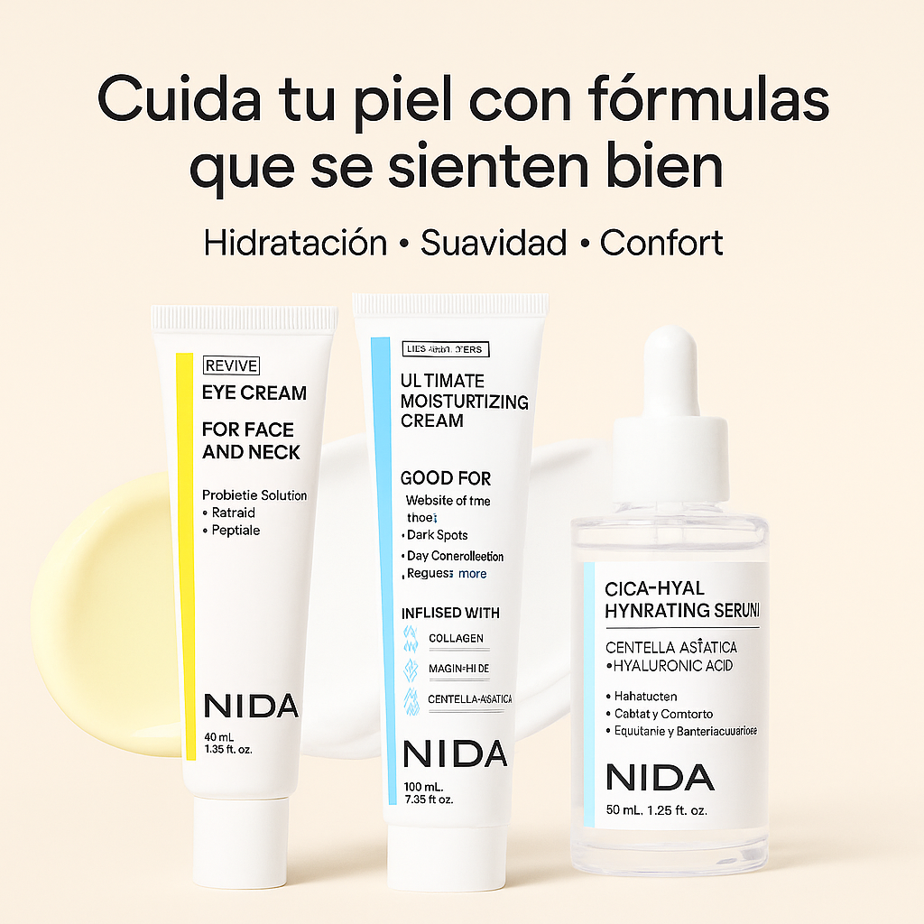 Rutina NIDA 3 en 1 | Hidratación profunda y luminosidad visible