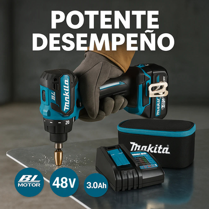 Taladro Inalámbrico 3 en 1 MAKITA | Taladro + Destornillador + Percutor + 26 accesorios y dos baterias.