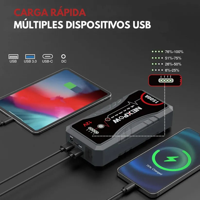 EnergyMax™PRO - Arrancador de Batería Con 11.000 mAh.