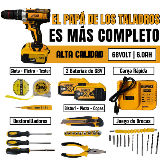 Súper Taladro Inalámbrico Profesional 68V 1/2
